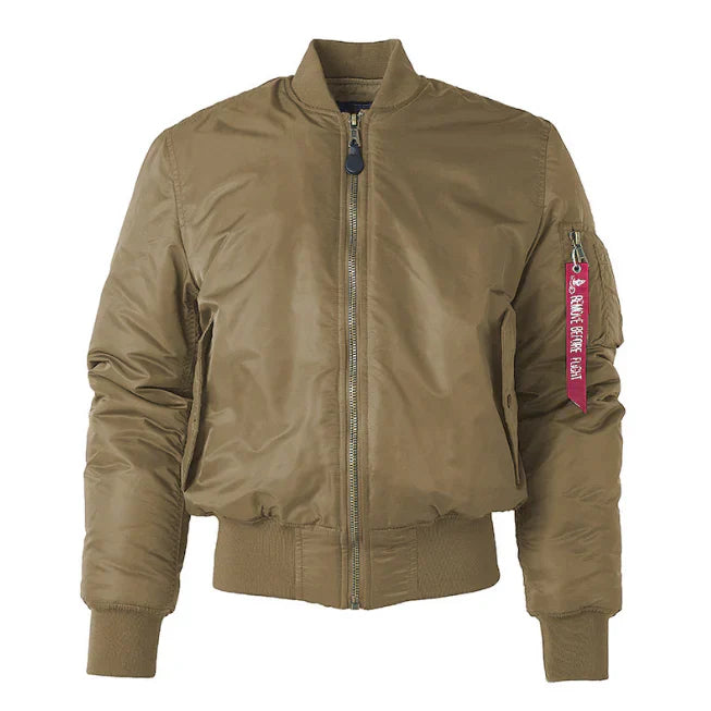 Navy men's bomber jacket classic fit wind-resistant fabric with utility pocket for urban everyday wear