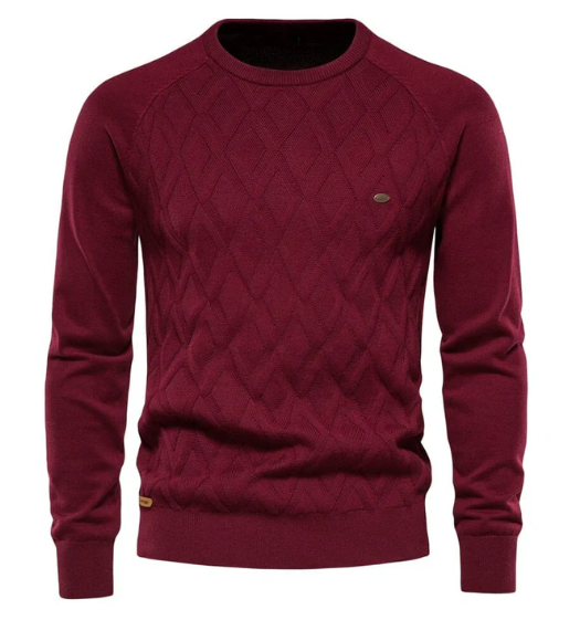 Jasper slim fit grain knit sweater for men in earthy tones with tailored silhouette
