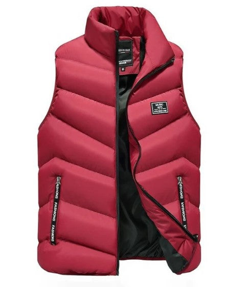 Men's lightweight sleeveless vest jacket neutral tone slim fit versatile transitional layering piece