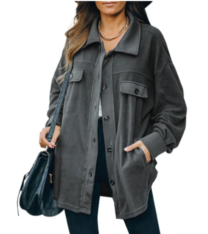 Women's cozy Isabella fleece jacket with classic button placket, warm versatile outdoor layer