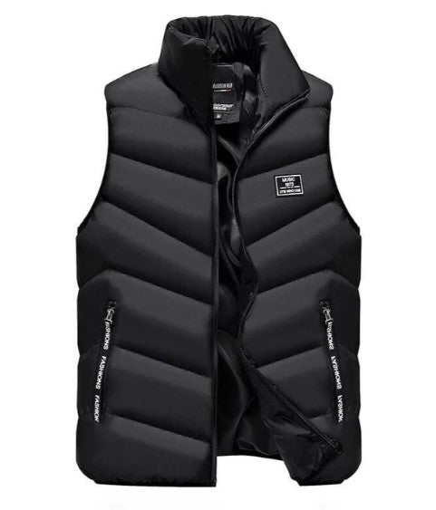 Men's lightweight sleeveless vest jacket neutral tone slim fit versatile transitional layer casual style