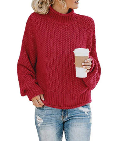 Women's ivory turtleneck knit sweater cozy elegant silhouette versatile everyday knitwear