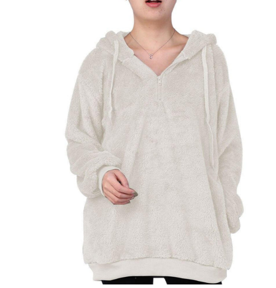 Women's zip-neck fleece sweatshirt cozy soft fabric adjustable collar for active everyday warmth