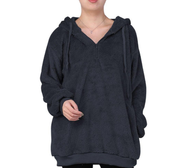 Women's zip-neck fleece sweatshirt cozy warm layer adjustable collar for active lifestyle