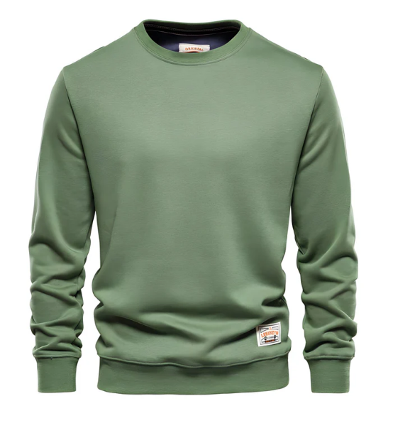 Fletcher men's beige relaxed-fit knit sweater with earth-inspired aesthetic and breathable sustainable fabric