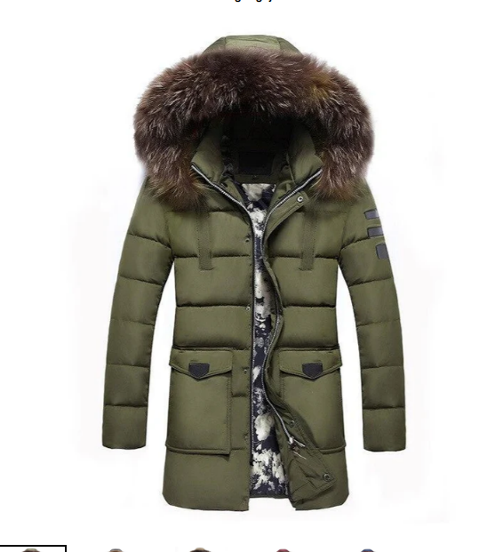 Men's fur-trimmed transitional jacket warm cozy outerwear with premium fur collar accent