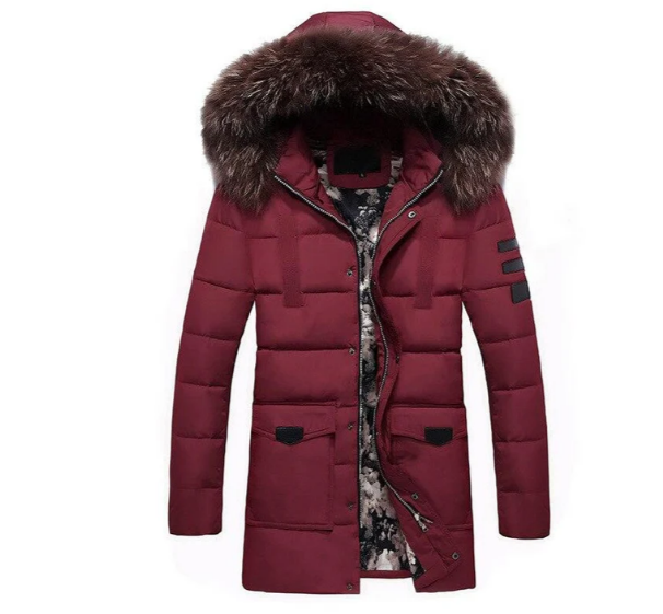 Men's fur-trimmed transitional jacket warm cozy outerwear with premium fur collar detail