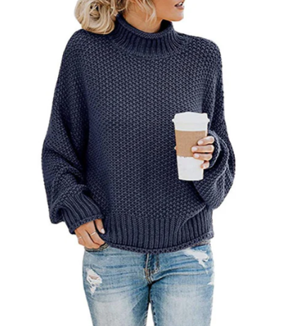 Women's ivory turtleneck knit sweater cozy elegant slim silhouette versatile everyday knitwear