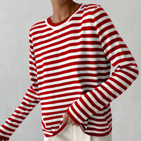 Women's classic striped long-sleeve shirt in versatile relaxed fit, perfect for casual or dressed-up looks