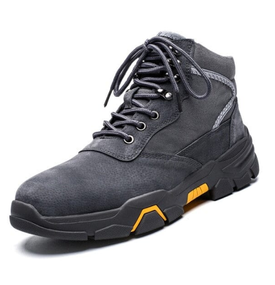 Men's dune earth-toned combat boots with firm grip sole, durable construction design for daily work