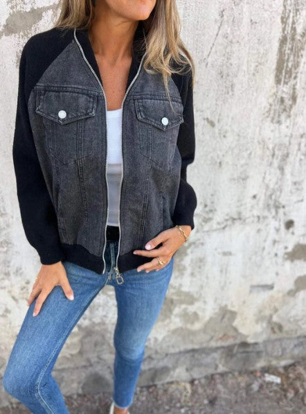 Brooklynn blue denim jacket casual everyday wear contemporary fit easy-care versatile layer