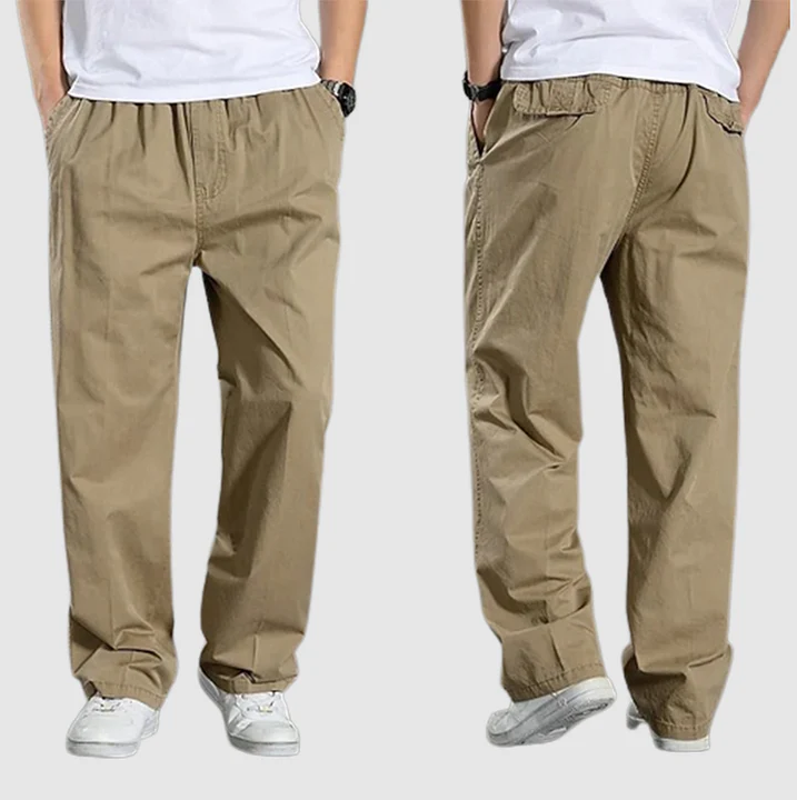 Dark olive cargo pants relaxed fit with multiple utility pockets, rugged outdoor style