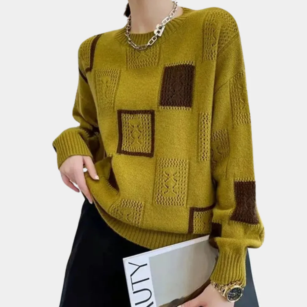 Luxurious women's knit sweater elegant sophisticated style premium quality sustainable comfortable fit