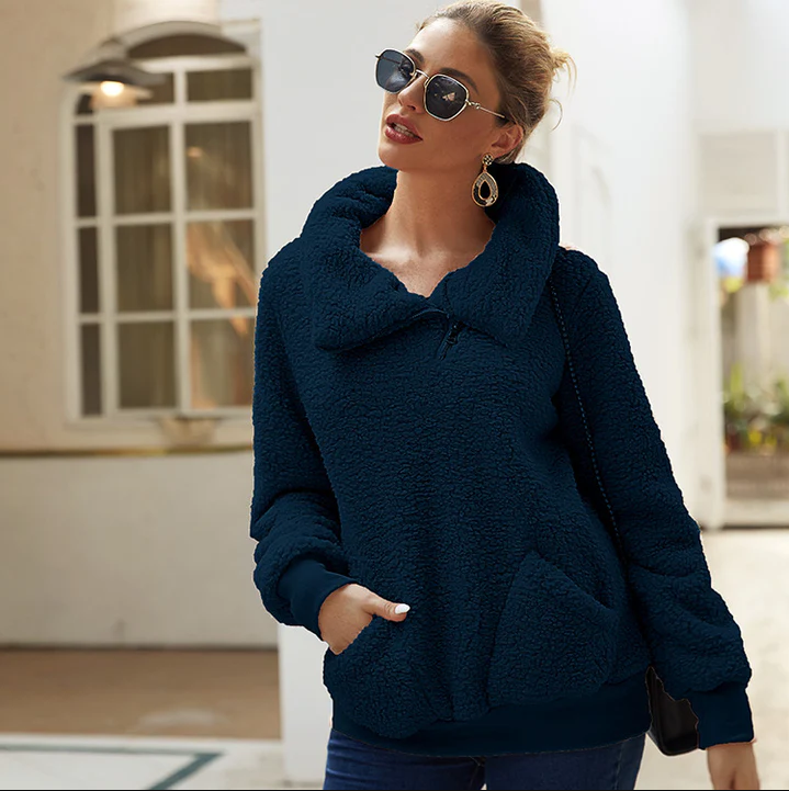 Women's cozy knit winter jumper relaxed fit soft fabric casual warmth everyday layering