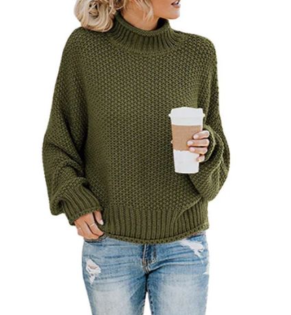 Women's ivory turtleneck knit sweater cozy elegant silhouette versatile everyday knitwear