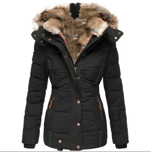 Women's tailored winter coat custom-fit silhouette sustainable style warm polished outerwear