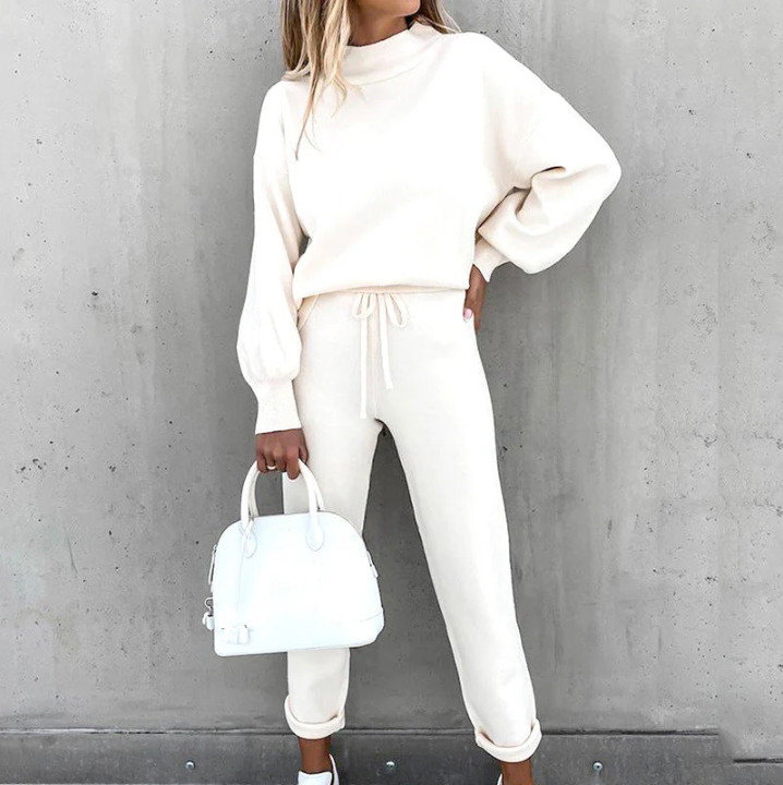 Unisex leisure suit earth-toned soft breathable fabric modern relaxed silhouette everyday comfort