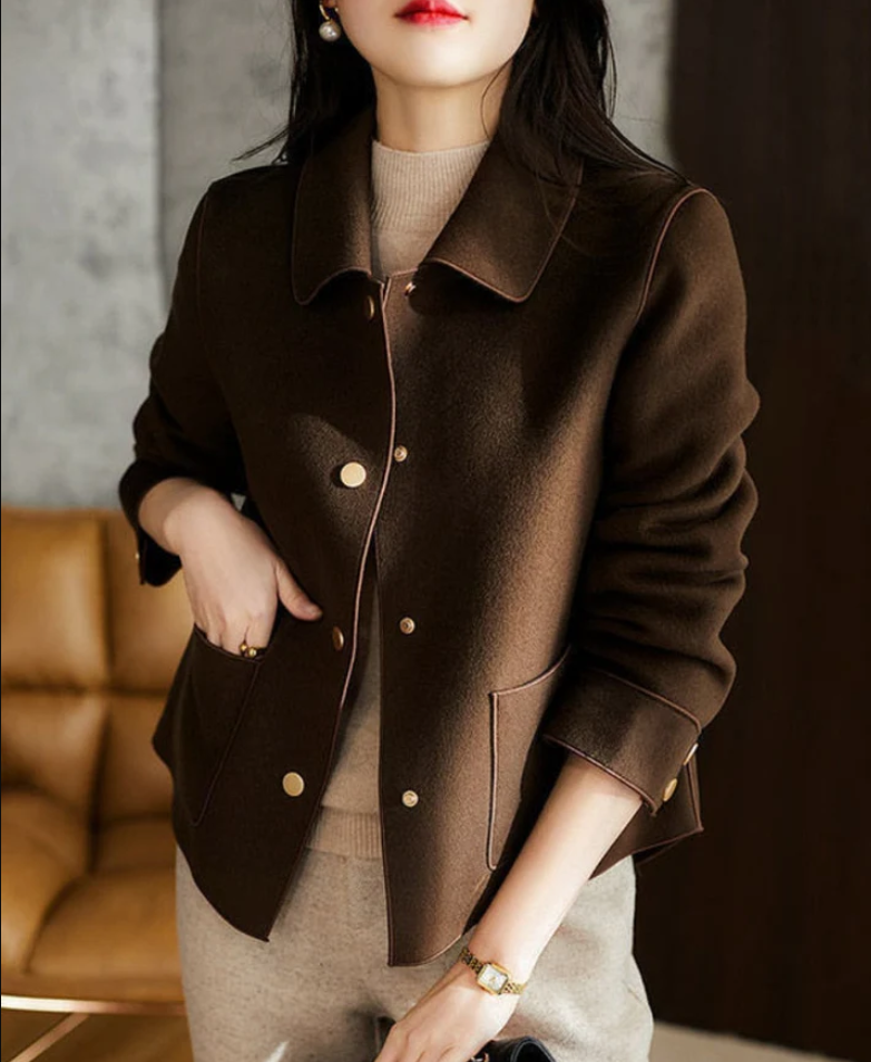 Women's unlined wool jacket classic silhouette lightweight layering versatile easy-care outer layer