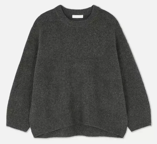 Women's purple cozy knit autumn jumper, relaxed fit sustainable knitwear with soft comfortable style