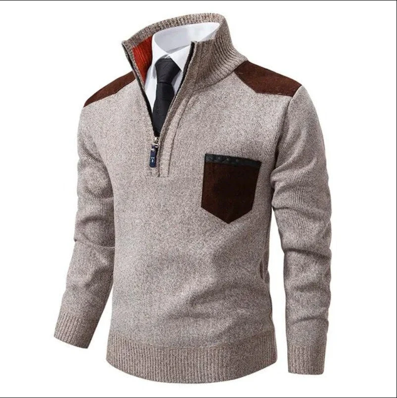 Earthy brown relaxed-fit men's casual sweater with earth-inspired print for everyday comfort