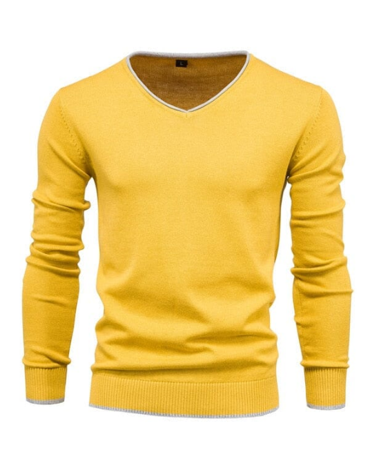 Sterling slim fit V-neck sweater in neutral knit, versatile unisex office wear with refined silhouette