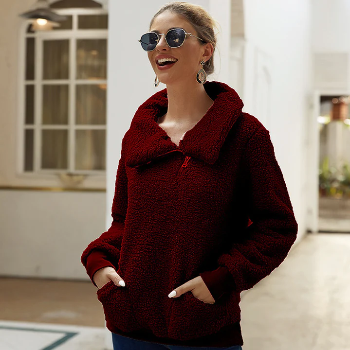 Women's cozy knit winter jumper relaxed fit soft fabric casual warmth everyday layer