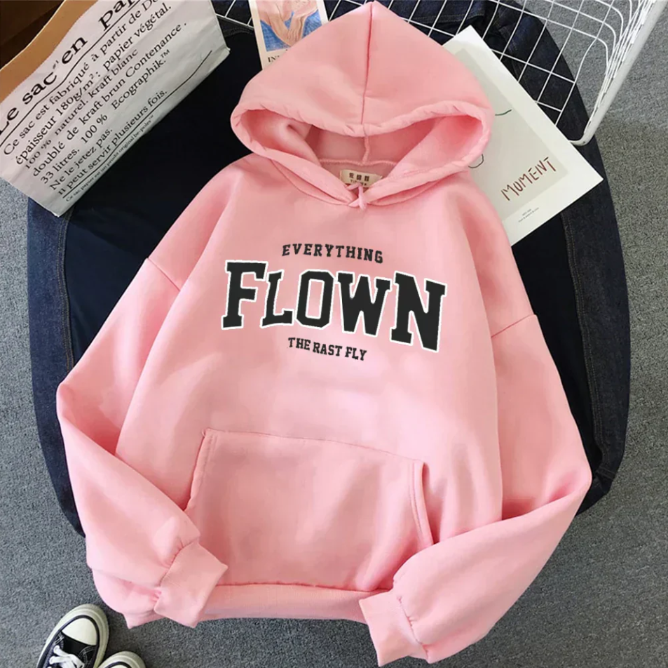 Women's comfort fit printed hoodie sweatshirt in casual style with bold graphic print