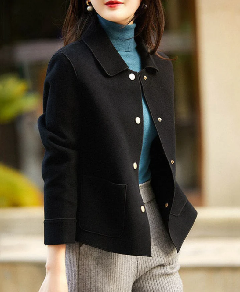 Women's unlined wool jacket classic silhouette lightweight layering versatile easy-care outerwear