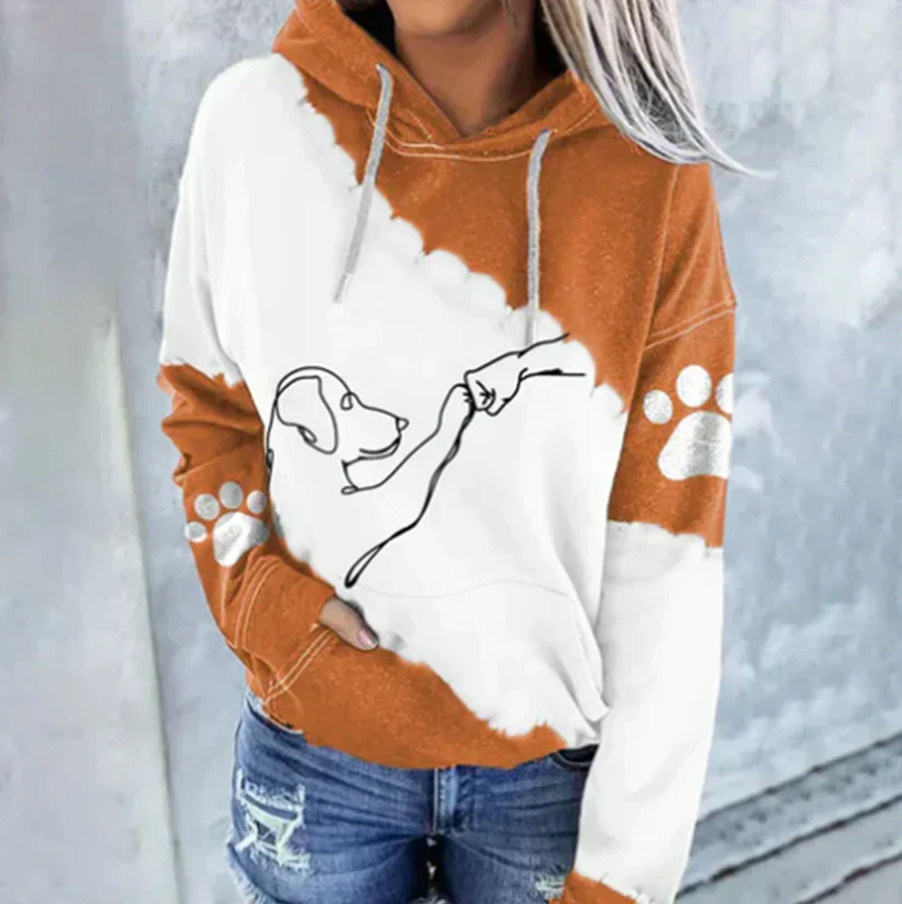 Women's relaxed dog print hoodie Cornelia in cozy casual fit with playful graphic design