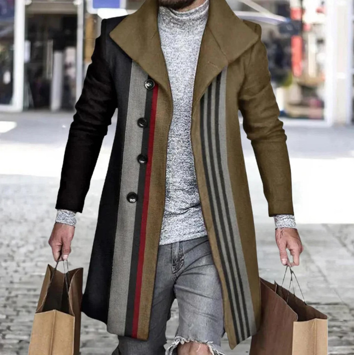 Anatoly men's long tailored coat dark elegant silhouette with structured formal cut for professionals