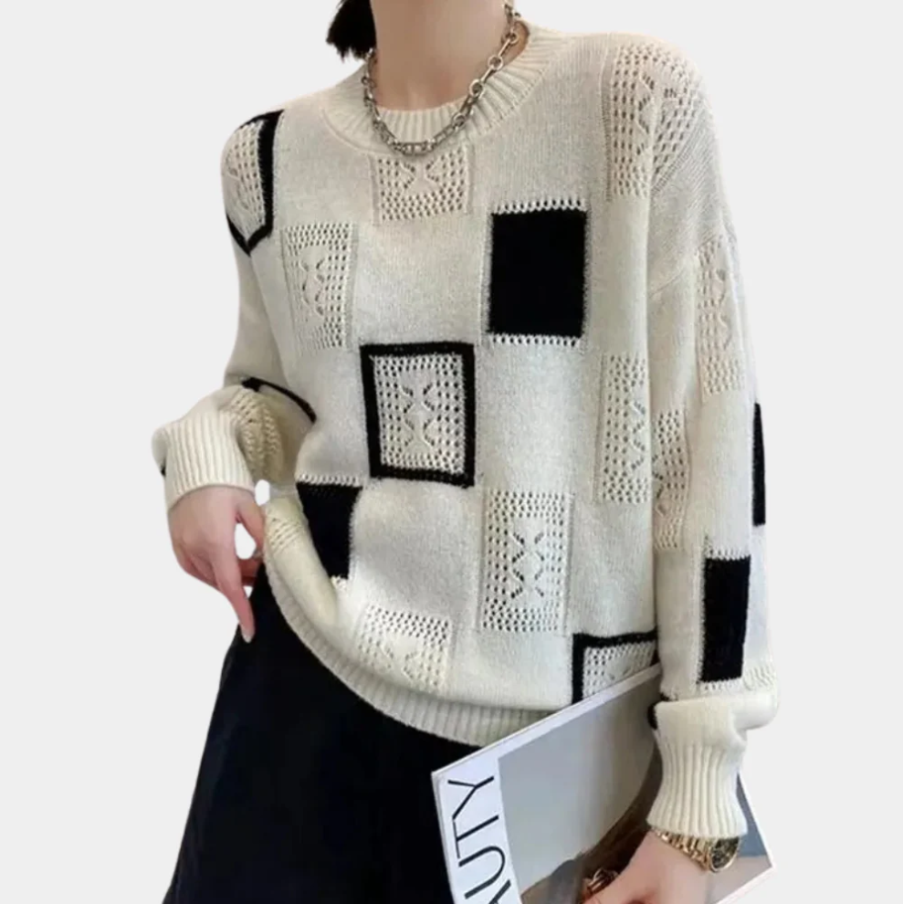 Luxurious women's knit sweater sophisticated style premium quality sustainable comfortable elegant fit