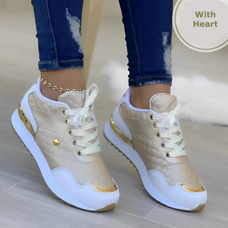 Sheira women's orthopaedic trainers in neutral tones, lightweight supportive sneakers for all-day comfort