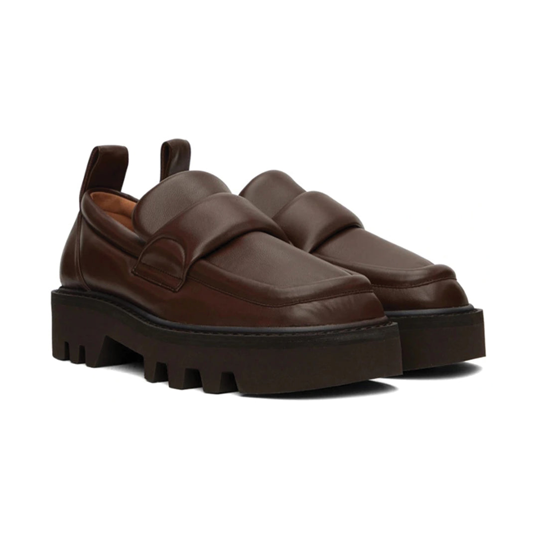 Urbann Vibe Looro brown cowhide leather padded loafer slip-on with cushioned sole for professionals
