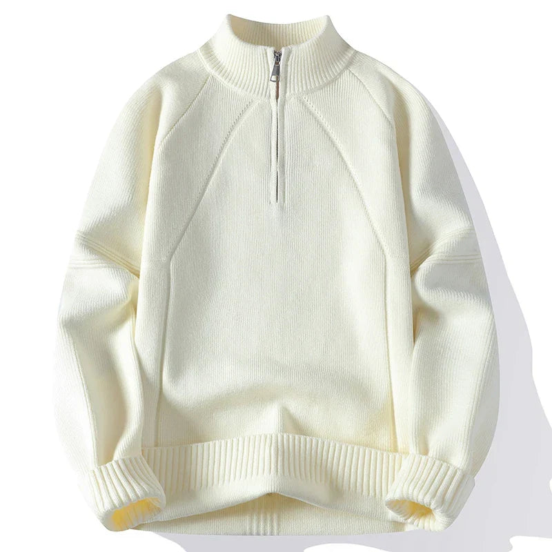 Men's mock neck half-zip knit sweater versatile base layer slim fit everyday luxury style