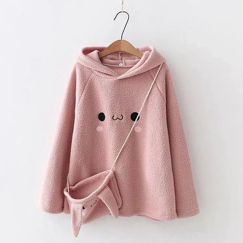 Urbann-Vibe Bunzie oversized plush fleece hoodie cozy relaxed fit with bunny-inspired design