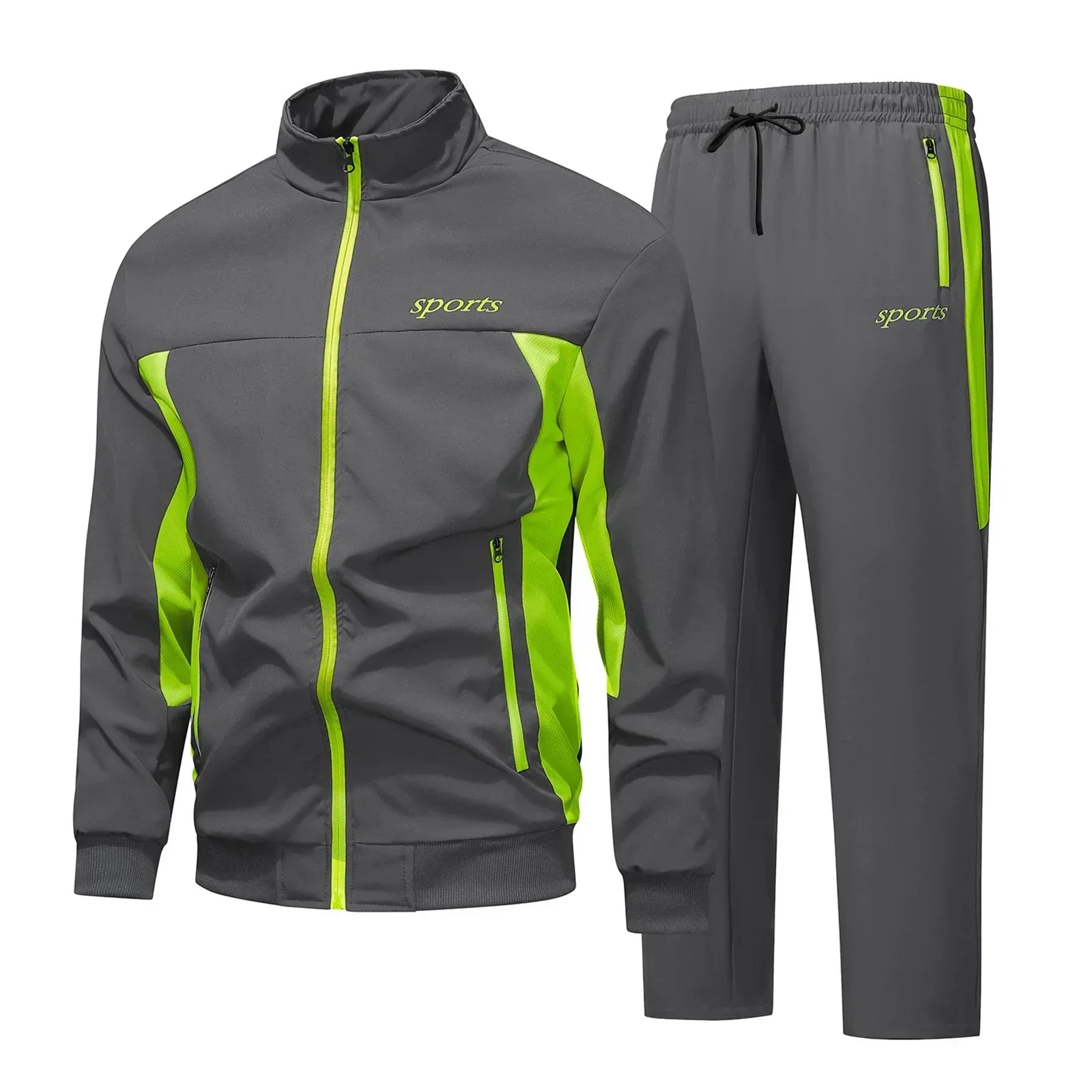 Alexander men's sporty tracksuit set, modern fit, coordinated two-piece athletic outfit in neutral tone