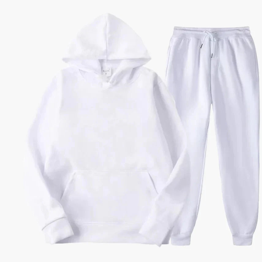 Women's gray hoodie and jogger loungewear set, cozy coordinated casual outfit with kangaroo pocket