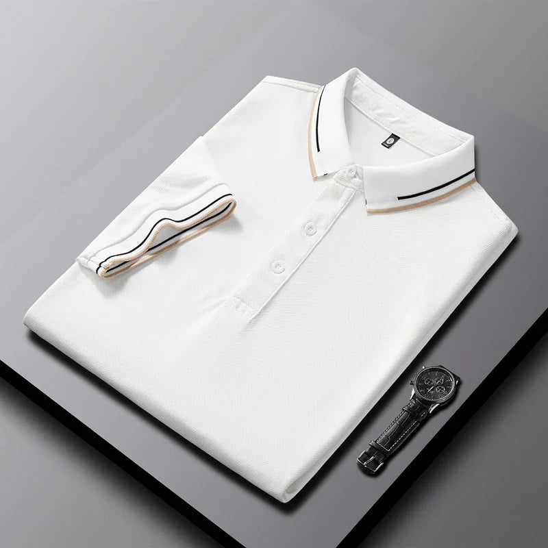 Men's light gray AeroKnit tailored polo shirt with breathable textured knit weave for all-day comfort