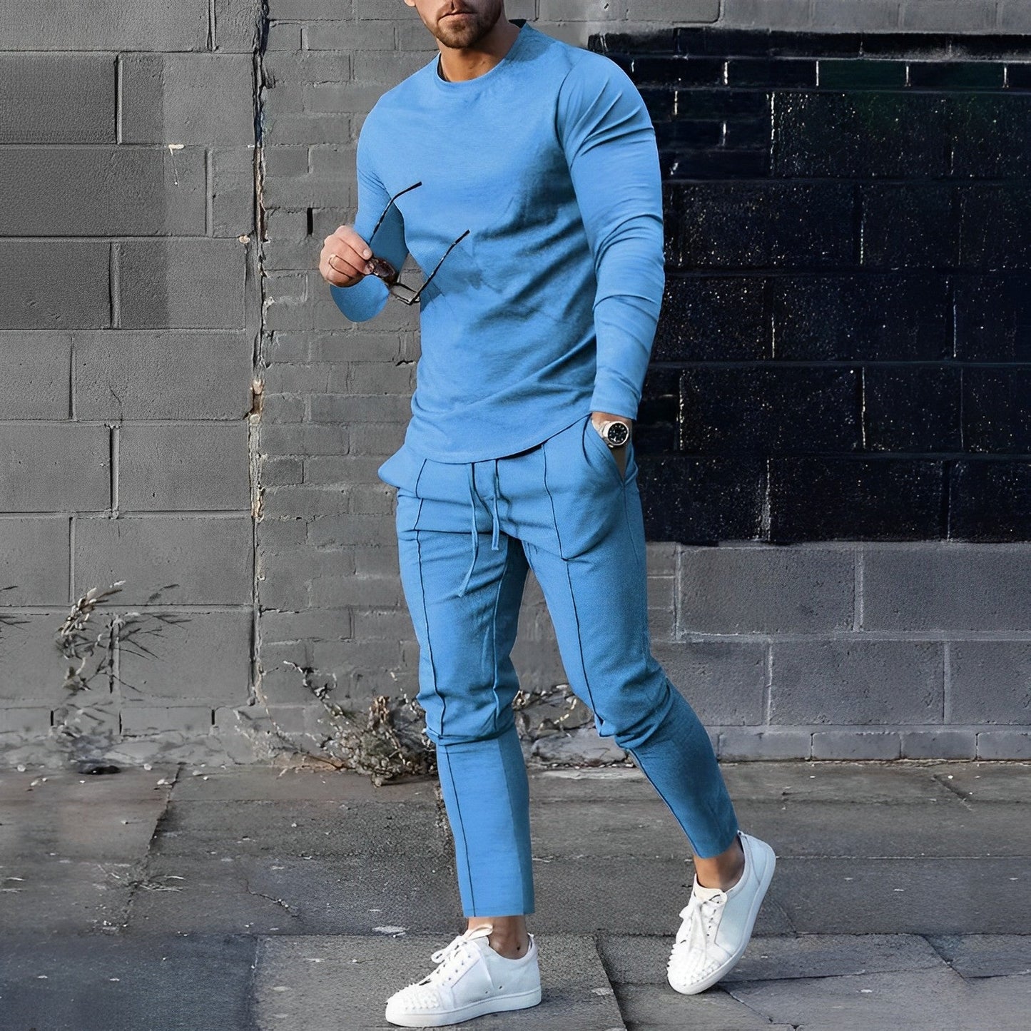 Men's slim-cut two-piece suit set in classic tones, tailored fit for formal events and smart casual wear