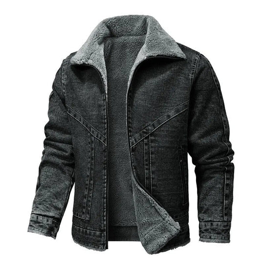 Men's black winter biker jacket windproof water-repellent shell warm lining moto silhouette