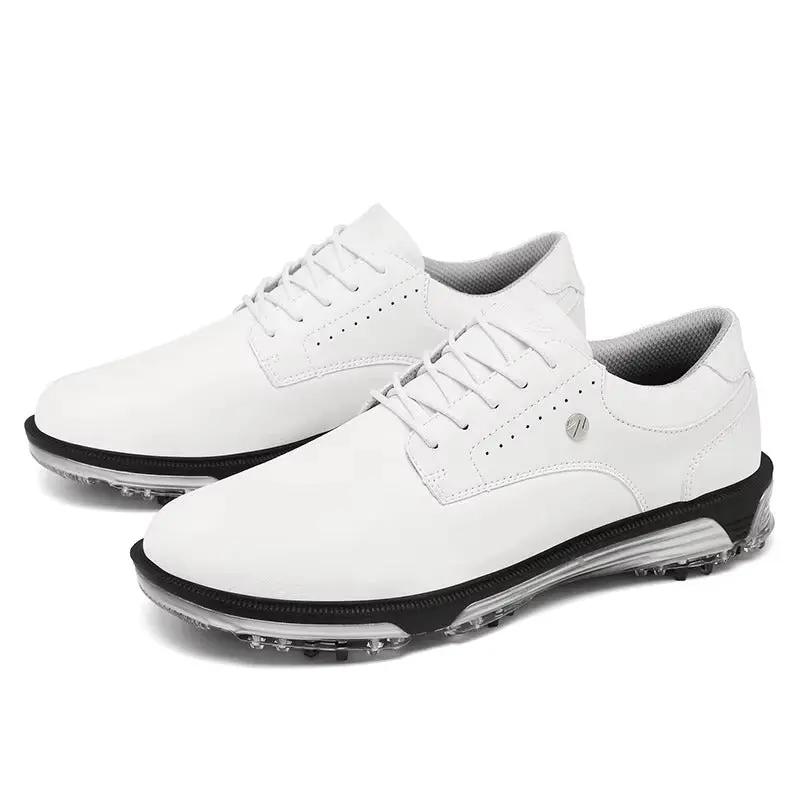 Xavier Elite white waterproof golf shoes with spiked traction sole for all-day comfort on the course