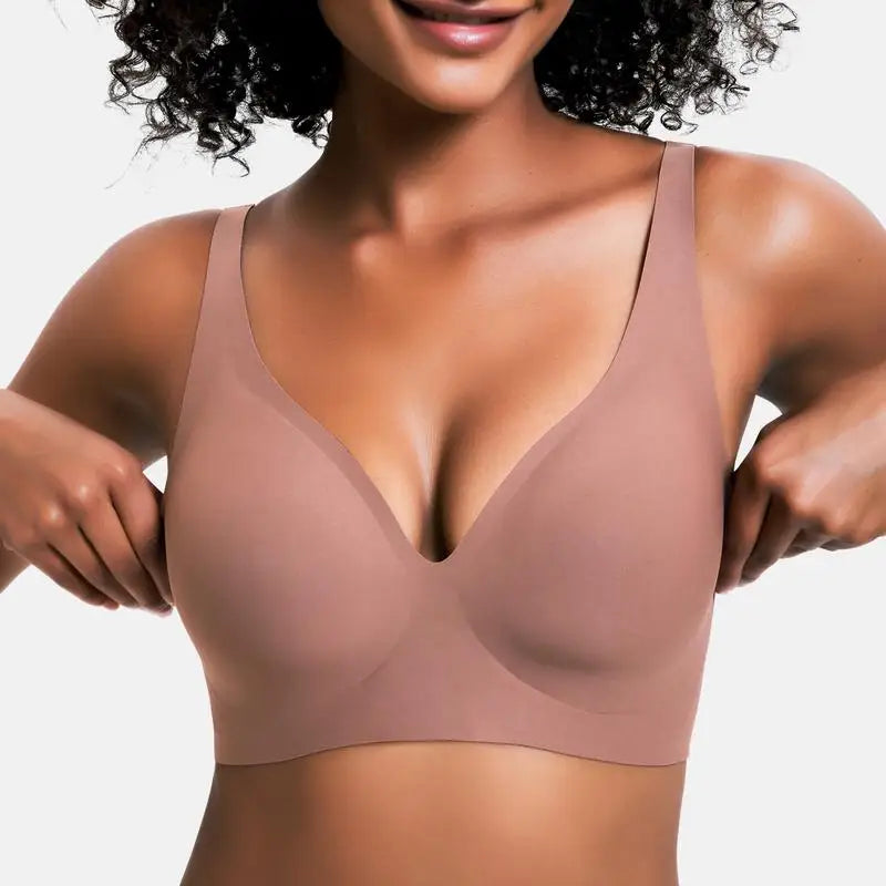 Caroline wireless push-up bra deep V-neck seamless nude lift bralette all-day comfort women