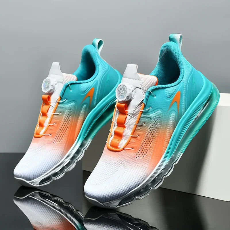 Men's air cushioned training shoes lightweight mesh upper shock absorbing sole bold street style