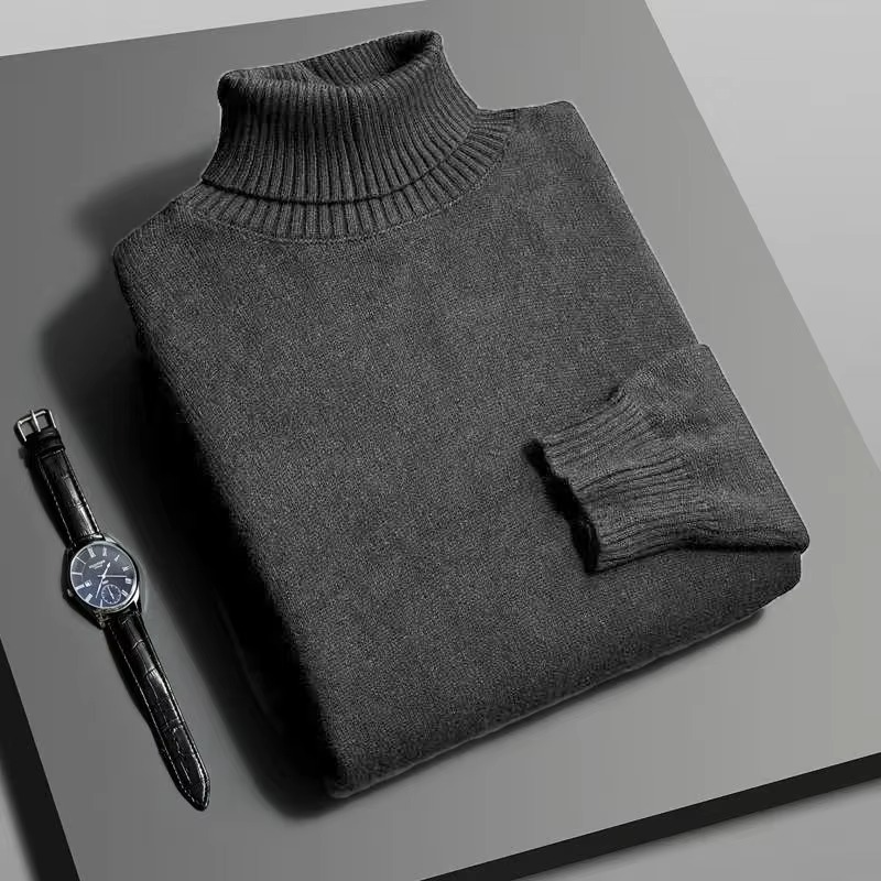 Men's slim fit knitted turtleneck sweater long sleeve anti-pilling acrylic blend everyday style