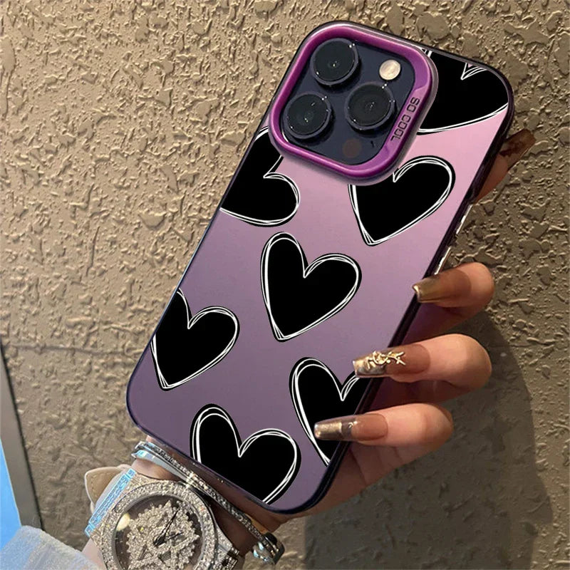 Chroma Love iPhone case electroplated silver finish shockproof rugged protection IMD tech design