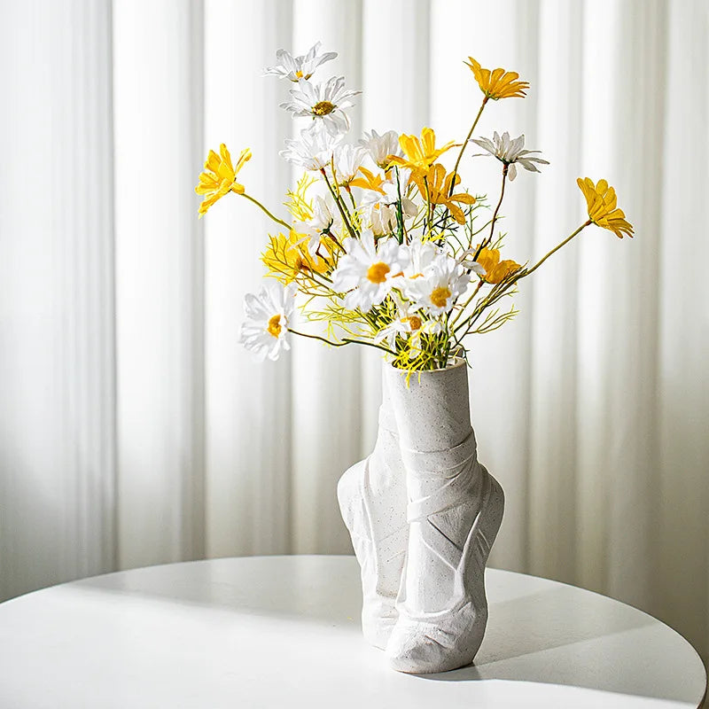 Elegant ceramic porcelain ballet slipper vase modern minimalist design for dancers home decor
