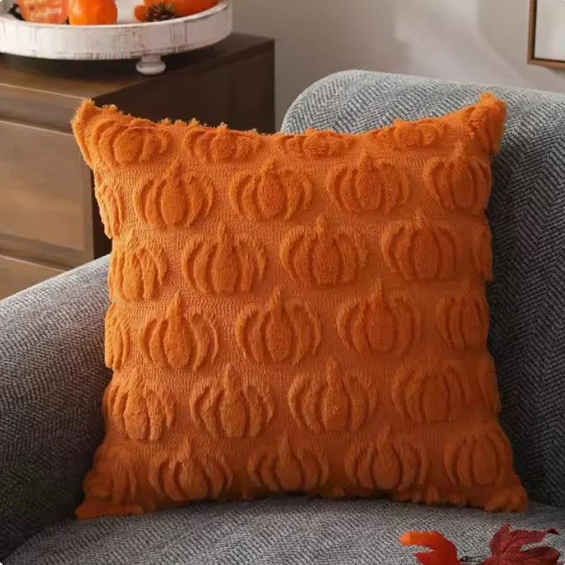Pumpkin Patch fleece pillow covers 45x45cm soft touch zipper closure Thanksgiving autumn decor