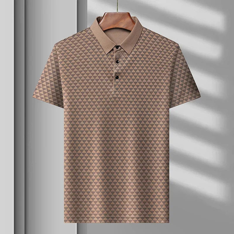 Men's Palmer ice silk performance polo shirt with moisture-wicking fabric and striking pattern design