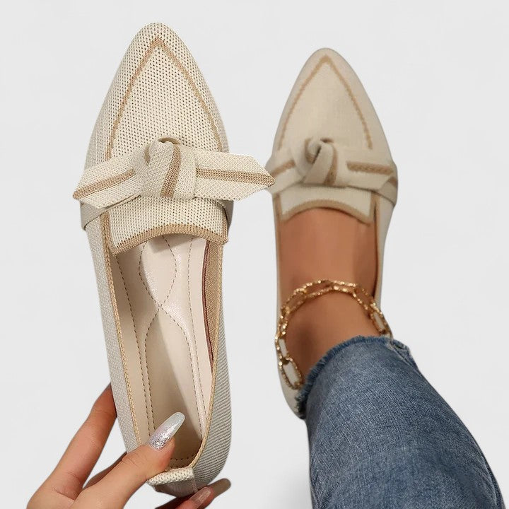 Nova | Women's Pointed Toe Slip-On Flat Loafers with Knot Detail