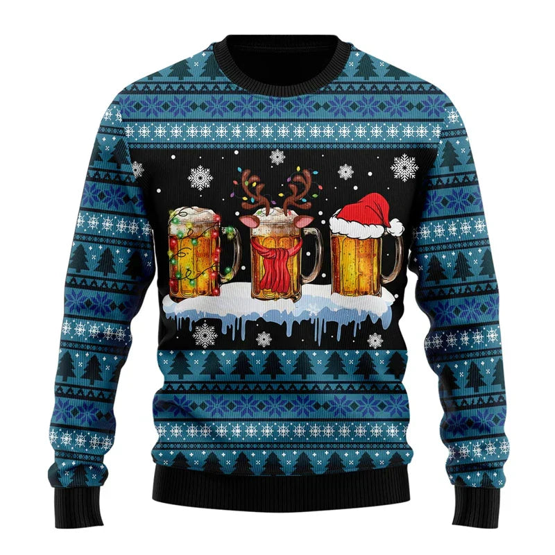 Men's funny Christmas sweater with festive playful holiday print, relaxed fit for seasonal comfort